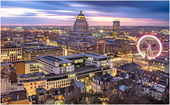 Brussels, Belgium cityscape at Palais de Justice during dusk